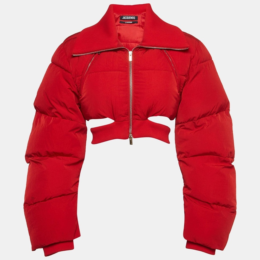 JACQUEMUS Red Cropped zip up Jacket